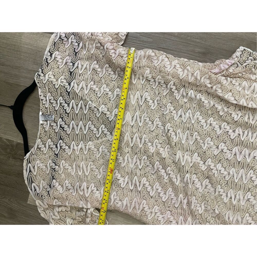 BECCA BY REBECCA VIRTUE Sundown Zigzag Crochet Tan White Tunic cover up, MP $88 - Picture 7 of 9